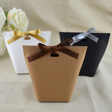 Xajzpa - Wedding Welcome Bags 25/50pcs Blank Kraft Paper Bag White Black Candy Bag Wedding Favor Gift Box Package Birthday Party Decoration Bag With Ribbon