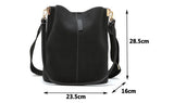 Xajzpa - Messenger bag Women Bucket Shoulder Bag large capacity vintage Matte PU Leather lady handbag Luxury Designer bolsos mujer Black