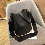 Xajzpa - Messenger bag Women Bucket Shoulder Bag large capacity vintage Matte PU Leather lady handbag Luxury Designer bolsos mujer Black