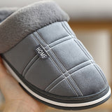 Xajzpa - Plaid Men Shoes Winter Slippers Suede Gingham Plush Velvet Indoor Shoes for Men Warm Home Slippers Non Slip Male slipper