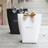 Xajzpa - 5pcs Upscale Black White Bronzing "Merci" Candy Box French Thank You Wedding Favors Gift Box Package Birthday Party Favors Bags