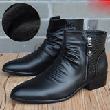 Xajzpa - New Fashion Men Boots Genuine Leather Men British Autumn Winter Warm Plush Ankle Boots Man Casual shoes Zapatos man hombre