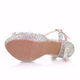 Xajzpa - Diamond Women Super High Heels Wedding Pumps 14cm Peep Shoes  Platform 4CM  Wristband Colorful Stiletto
