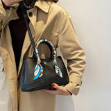 Xajzpa - Large Capacity Leather Top-Handle Bags For Women New Vintage Silk Scarf Handbag Shoulder Bag Female Brand Business Lady Bag