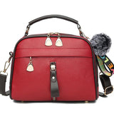 Xajzpa - Girl Messenger Bags with Fair Ball Tassel Fashion PU Leather Handbag for Women Female Shoulder Bags Ladies Party Handbags