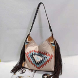 Xajzpa - Retro Canvas Shoulder Bags With Tassel New Pattern National Style Zipper Casual And Fashion Bags
