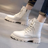 Xajzpa - Leather Shoes for Women Heels Elegant Ankle Boots Female Fashion Luxury Design Chunky Platform Shoes Woman Botins