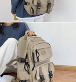 Xajzpa - Waterproof nylon Women Backpack Female Large capacity buckle backpack Unisex schoolbag Laptop Backpacks Travel Mochila
