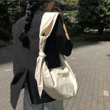 Xajzpa - Shoulder Bags Women Canvas Hobos Tie Designer Cross-body Shopping Handbag Female Solid Large Capacity Underarm Bag Elegant Daily