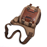 Xajzpa - Men's Vintage Retro Style Canvas Leather Saddle Bag Satchel Shoulder Bag Messenger Bag Travel Motorcycle Bags for Men