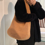 Xajzpa - Women's Tote Bag Female Shoulder Large Capacity Designer Handbags Autumn Winter New Knitting Shopping Handle Women Shopper Bags