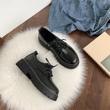 Xajzpa - Women Shoes Autumn Round Toe Female Footwear All-Match Loafers With Fur Clogs Platform Casual Sneaker British Style Oxfords Fall