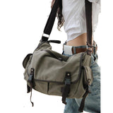 Xajzpa - Large Capacity Vintage Canvas Messenger Bags For Women Laptop Shoulder School Ladys Travel Casual Tote Shoulder Feminina