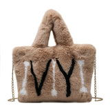 Xajzpa - Plush Tote Bags Chain Women Bags Soft Fluffy Bags NEW Winter Bags For Women Furry Bags Luxury Handbag Fur Shoulders Bags