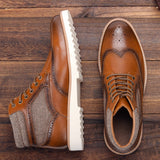 Xajzpa - Brogue Men Boots Brand Comfortable Fashion Boots Leather Men #AL611C3