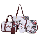 Xajzpa - Chinese Style Floral Printing Women Handbags Shoulder Bags Set Female Practical Composite Bag 6-Piece Set Designer Brand Bolsa