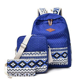 Xajzpa - Preppy Canvas Hemp Boho/Aztec Stripe Multi Pocket Backpack Hippie/Tribal Laptop Bags Bohemia Set