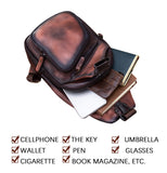 Xajzpa - Men Original Crazy horse Leather Casual Triangle Crossbody Chest Sling Bag Design Travel One Shoulder Bag Daypack Male 8015