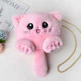 Xajzpa - New Fashion Plush Bag Women Animal Cat Shoulder Bag Girls Cute Fur Mobile Phone Bag Female Purse