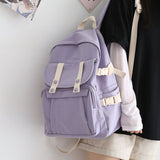 Xajzpa - Fashion Solid Color Backpack Women New Waterproof Shoulders School Bags for Teenagers Female College Korean Backpack Ladies