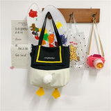 Xajzpa - Kawaii Shoulder Bag Women Cartoon Duck Large Capacity Canvas Bags Japanese Style All-match Student Book Storage Messenger Bags