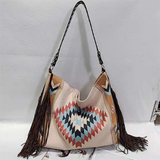 Xajzpa - Retro Canvas Shoulder Bags With Tassel New Pattern National Style Zipper Casual And Fashion Bags