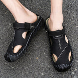 Xajzpa - Big Size 48 Men Leather Sandals Summer Classic Men Shoes Slippers Soft Sandals Men Roman Comfortable Outdoor Walking Footwear