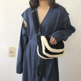 Xajzpa - Plush Crossbody Bag New Patchwork Color Corduroy Women Designer Handbags Winter Cute Shoulder Messenger Bags Female 428