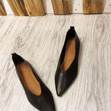 Xajzpa - Autumn Flat Single Shoes Genuine Leather Woman Flats Shoes Retro Pointed Shallow Mouth Female Shoes Large Size 43 44