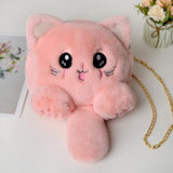 Xajzpa - New Fashion Plush Bag Women Animal Cat Shoulder Bag Girls Cute Fur Mobile Phone Bag Female Purse