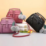 Xajzpa - Girl Messenger Bags with Fair Ball Tassel Fashion PU Leather Handbag for Women Female Shoulder Bags Ladies Party Handbags