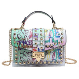 Xajzpa - Brand Women Studded Graffiti Crossbody Bags Fashion Shoulder Bag For Ladies Female Luxury Designer Handbags High Quality