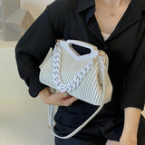Xajzpa - Top Brand Triangle Tote Bag Designer Pleated Shoulder Bag for Women Clutch Purses Crossbody Bag High Quality Satchels Hobo Bags