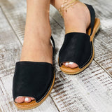 Xajzpa - Summer Sandals Women Flats Female Casual Peep Toe Shoes PU Slip on Leisure Solid Sewing Footwear Two-piece Plus Size