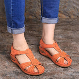Xajzpa - Women Cover Heel Wedges Sandals Female Round Toe Soft Bottom Shoes Summer Lady Comfortable Beach Sandals Big Size 44 45 46