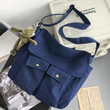 Xajzpa - Thickened Canvas Shoulder Bag Student Postman Female Wear-resistant Canvas Bag Crossbody Bags Japanese-style Handbags For Women
