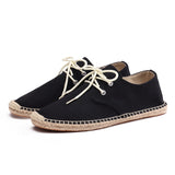 Xajzpa - Men's Hemp Insole Black and White Summer Fisherman's Casual Shoes National Style Men's Hemp Soled Shoes Flat Soled Shoes