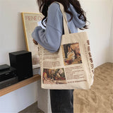 Xajzpa - 1Pc Women Canvas Shoulder Bag Alice in Wonderland Shopping Bags Students Book Bag Cotton Cloth Handbags Tote for Girls New