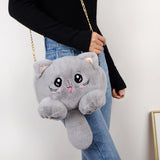 Xajzpa - New Fashion Plush Bag Women Animal Cat Shoulder Bag Girls Cute Fur Mobile Phone Bag Female Purse