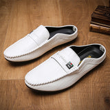 Xajzpa - Luxury Men's Slippers PU Leather Loafers Men Moccasins Casual Non-slip Man Shoes Summer Fashion Half Shoes For Men