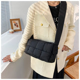 Xajzpa - Winter Woven Cotton Women Crossbody Bag Designer Down Padded Shoulder Bags for Women Brands Space Handbags and Purses Flap