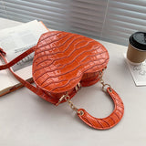 Xajzpa - Brand Heart Tote Bag For Women Stone Pattern PU Leather Crossbody Bags Female Small Shoulder Bags Cute Purse Handbags