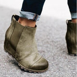 Xajzpa - Women Winter Slip On Wedge Boots