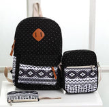 Xajzpa - Preppy Canvas Hemp Boho/Aztec Stripe Multi Pocket Backpack Hippie/Tribal Laptop Bags Bohemia Set