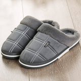 Xajzpa - Plaid Men Shoes Winter Slippers Suede Gingham Plush Velvet Indoor Shoes for Men Warm Home Slippers Non Slip Male slipper