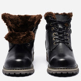 Xajzpa - Genuine leather Men Winter Shoes Handmade Warm Snow boots Full Grain Leather Winter Boots For Men