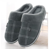 Xajzpa - Plaid Men Shoes Winter Slippers Suede Gingham Plush Velvet Indoor Shoes for Men Warm Home Slippers Non Slip Male slipper