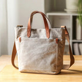 Jsvery 2022 Japanese Tote Bag with Pockets Women Shoulder Leather Handbag Canvas Sling Bags Crossbody Travel Bag large capital shopping bag jsvery