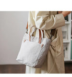 Jsvery 2022 Japanese Tote Bag with Pockets Women Shoulder Leather Handbag Canvas Sling Bags Crossbody Travel Bag large capital shopping bag jsvery