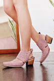 Xajzpa - Etching Cut Out Chunky Heels Ankle Mule Boots